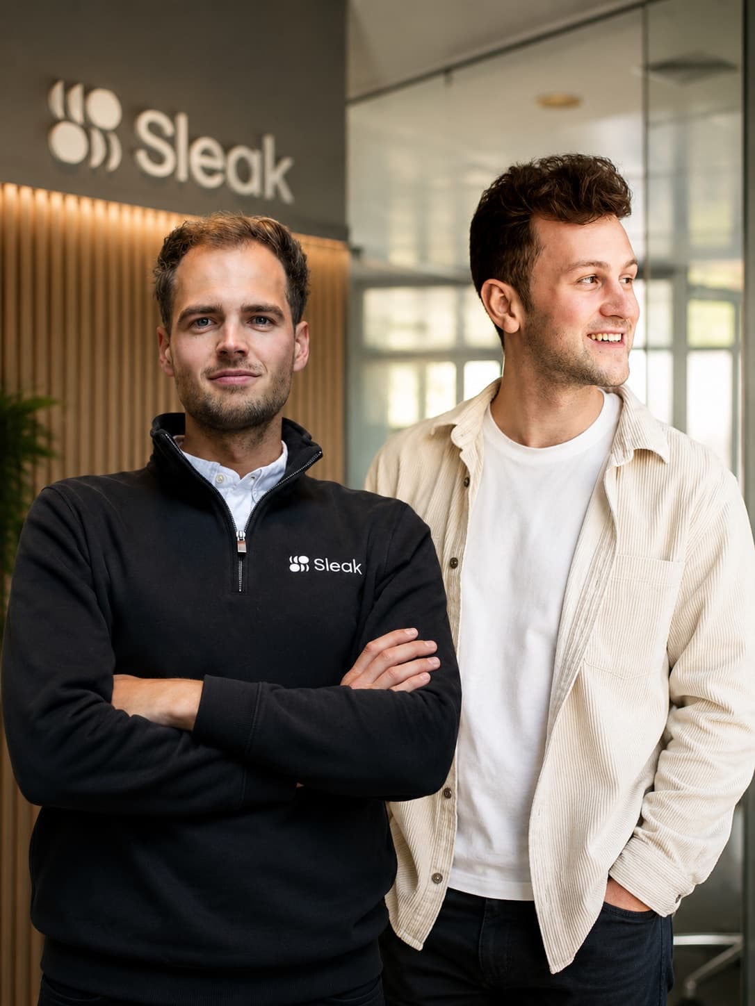 Sleak's founders standing together in the company's office